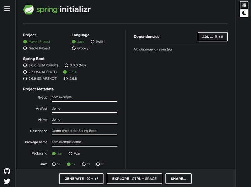 Spring Initializr Tool