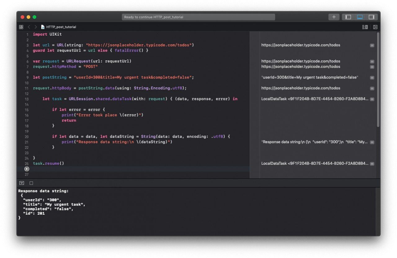 HTTP POST Request Example in Swift - Apps Developer Blog