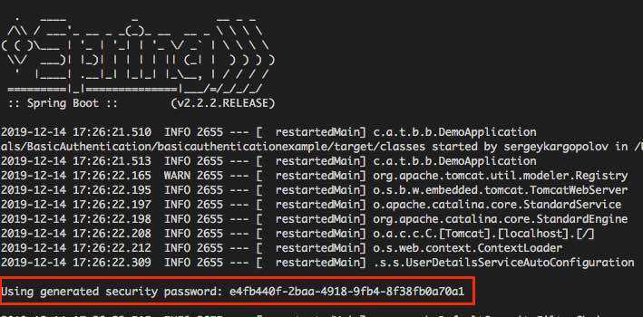 Spring Security Default Password