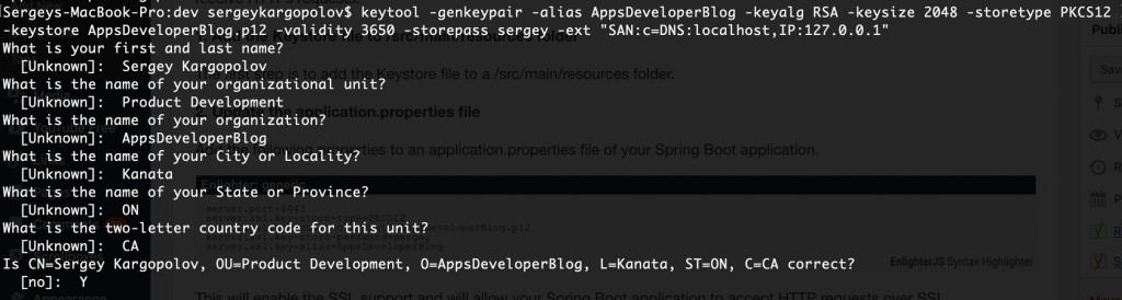 Generating Self-Signed Certificate
