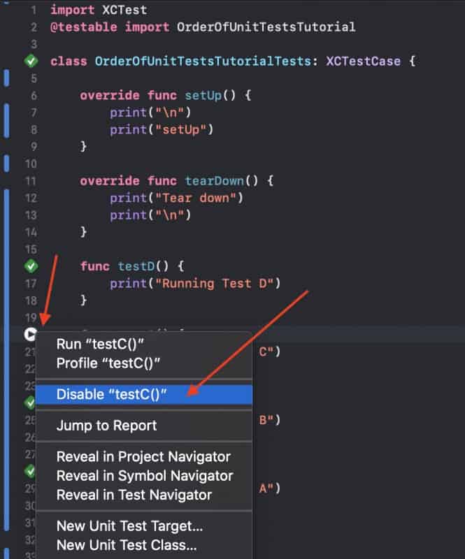 Disable Single Unit Test in Xcode