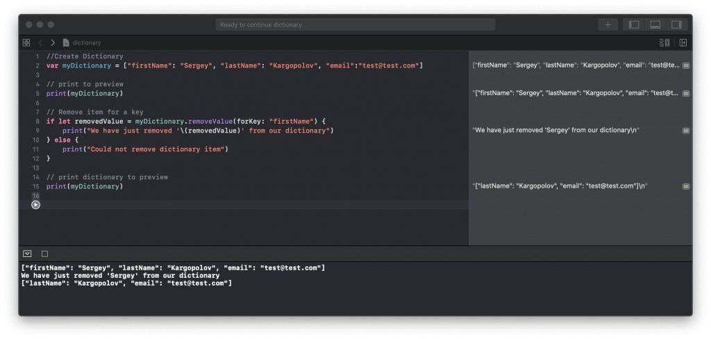 Remove Item from Dictionary in Swift