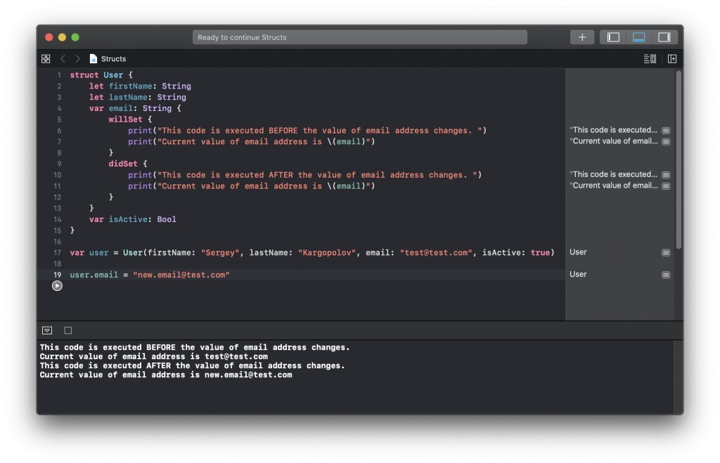 Swift Observed Properties Example