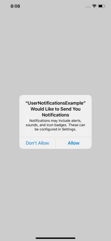 UNUserNotificationCenter Request Permission Dialog