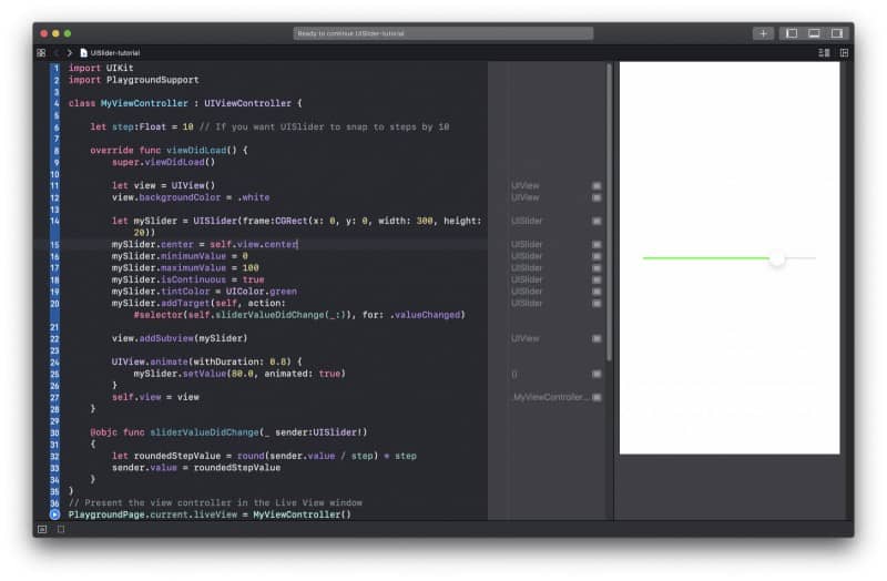 Create UISlider in Swift Programmatically