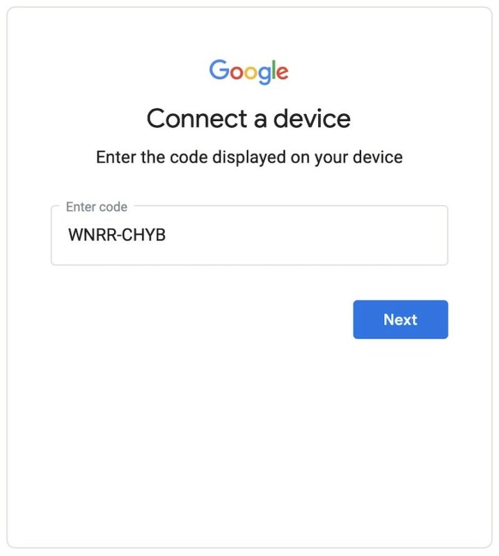 OAuth Device Flow Enter Code Screen