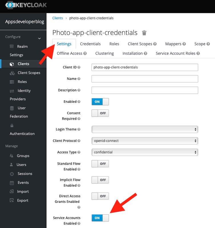 Enable Client Credentials Grant Flow in Keycloak