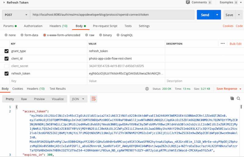 OAuth 2.0 Refresh Token Grant Type example in Postman