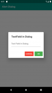 Flutter AlertDialog with a TextField and two buttons