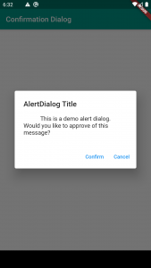 Confirmation Alert Dialog example in Flutter