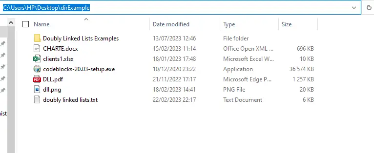 Directory example to list files
