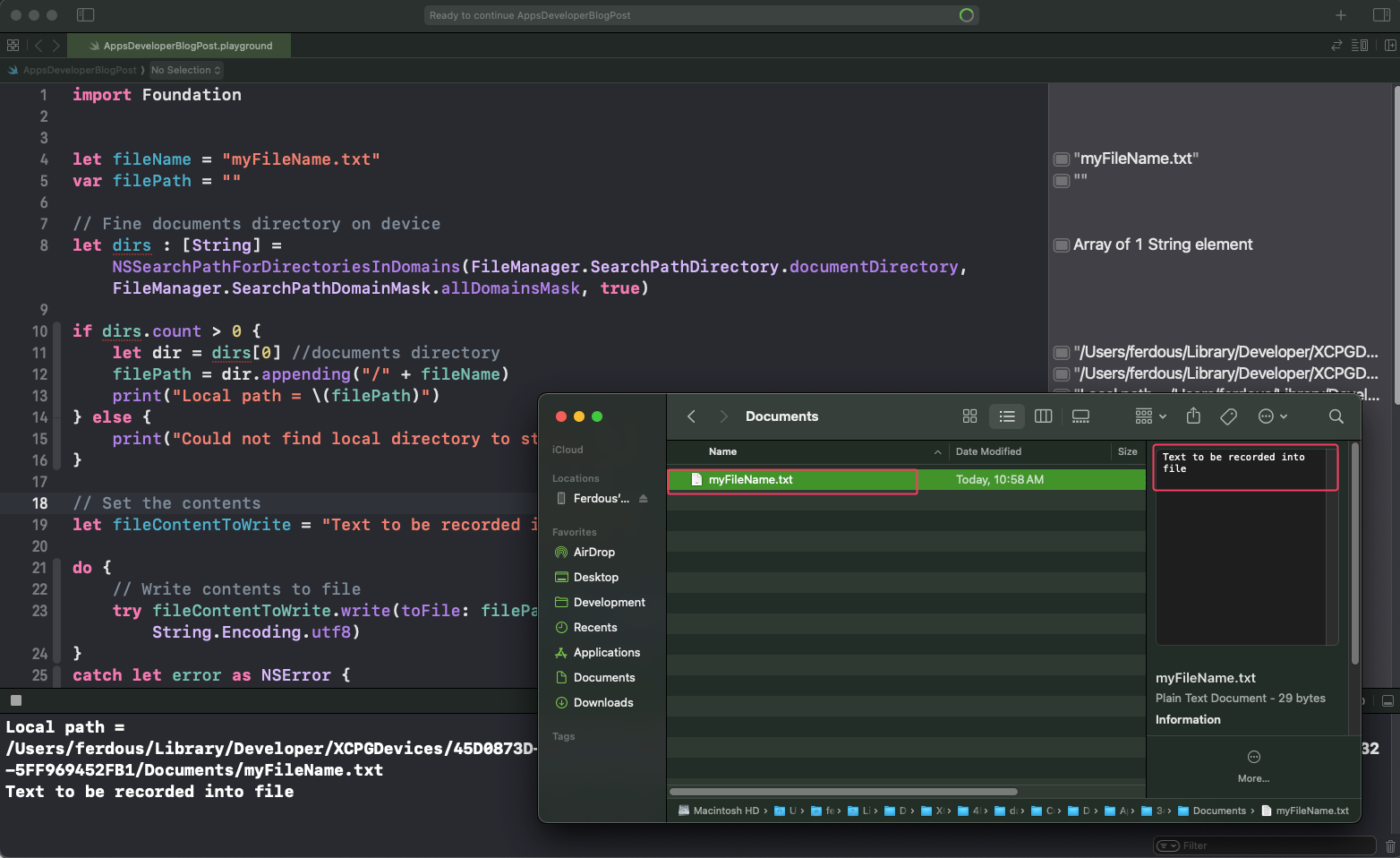 Read and Write Text Into a File in Swift - Apps Developer Blog