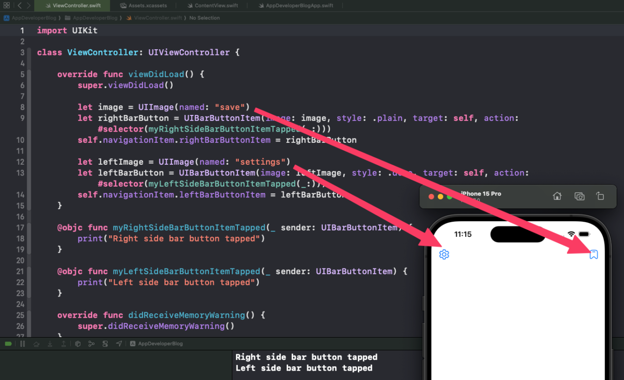 UIBarButtonItem with Image Example in Swift - Apps Developer Blog