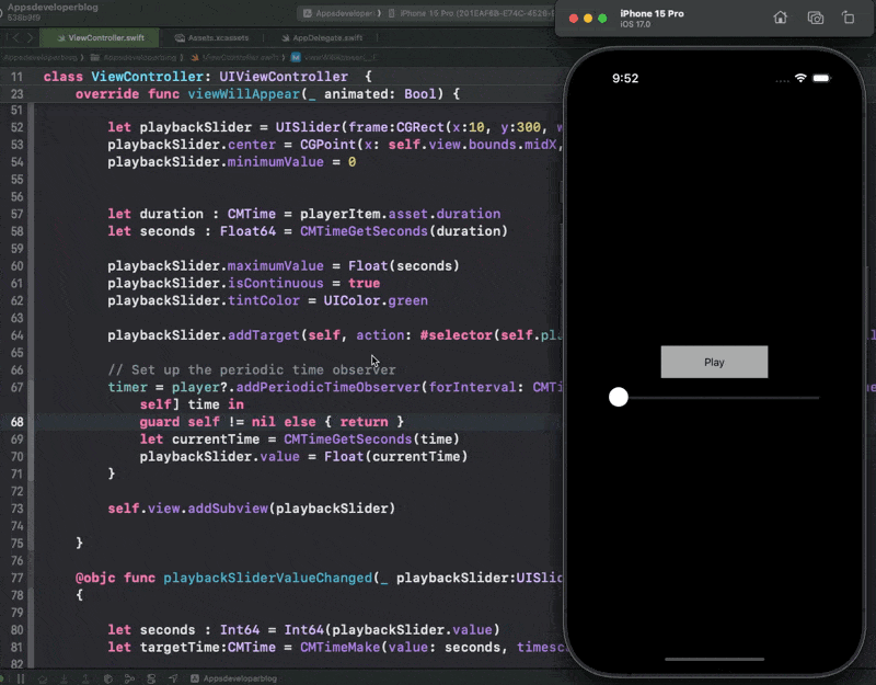 Add Playback Slider to AVPlayer In Swift